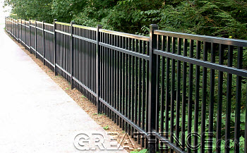 Stair Stepped aluminum fence