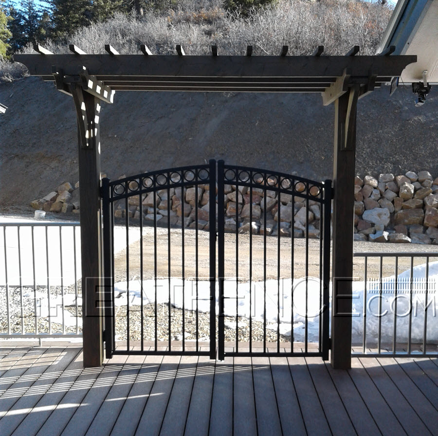 arched black double gate