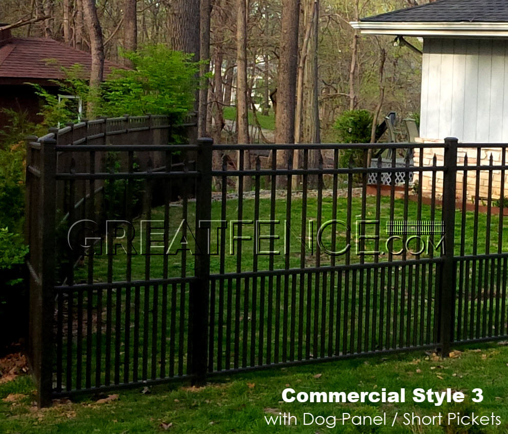 aluminum fence with puppy pickets