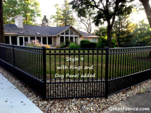 Aluminum Fence with Rings and Puppy Pickets