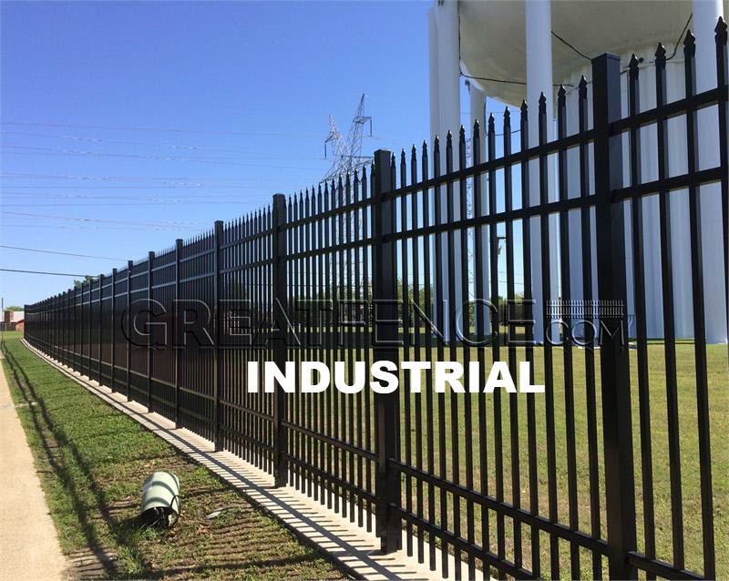 Black Industrial Aluminum Fence near Water Tower
