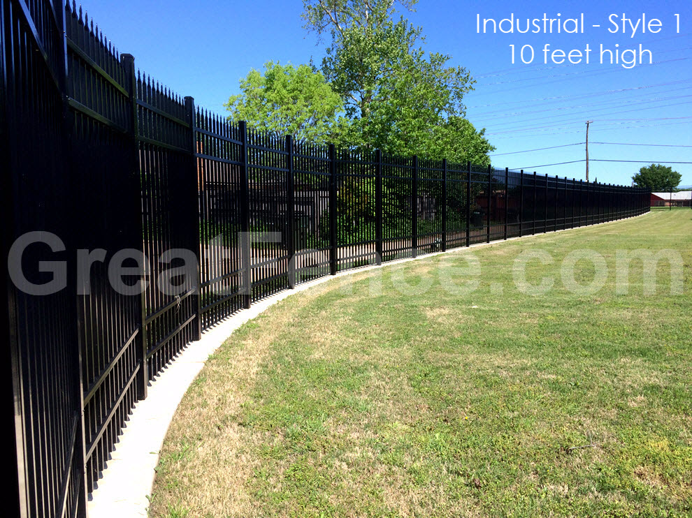 10 foot high industrial aluminum fence line posts